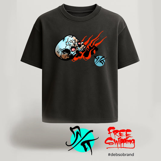 The Flames Worn Skull / Oversized Faded Tee