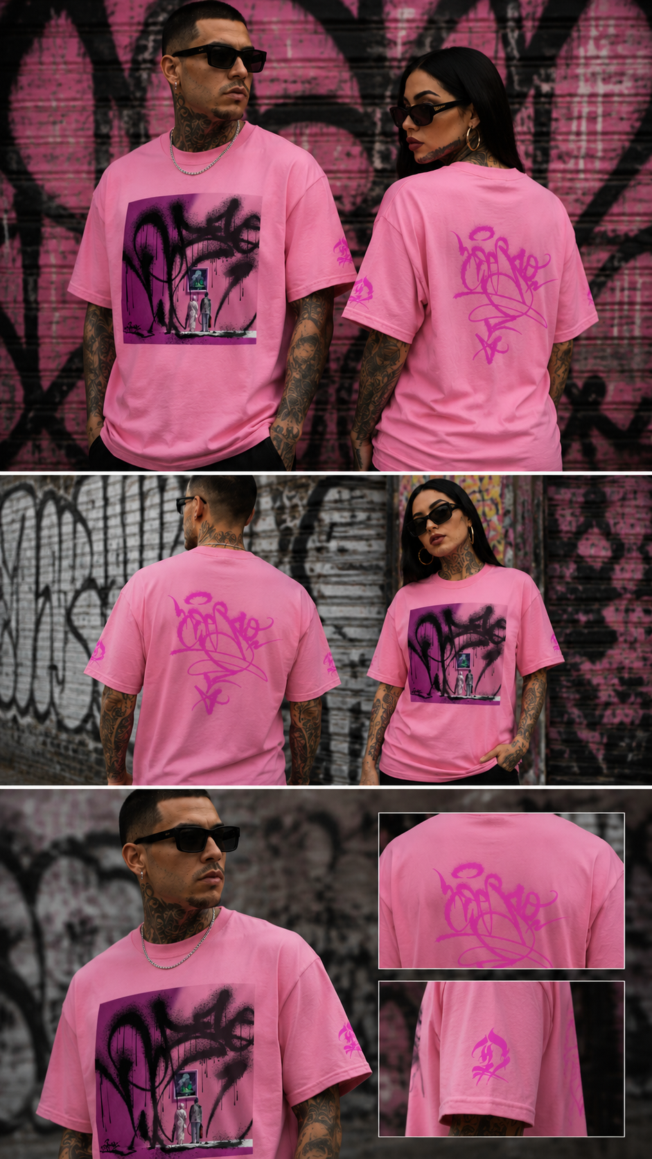 Fine Art Attack pink DEBSO graphic tee lifestyle view