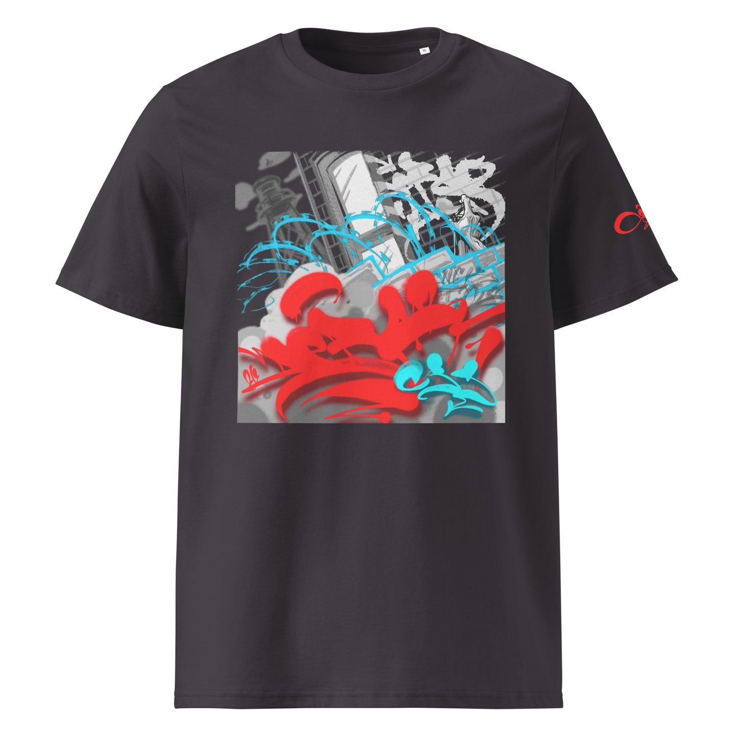 The Mission Anthracite DEBSO graffiti art tee front view