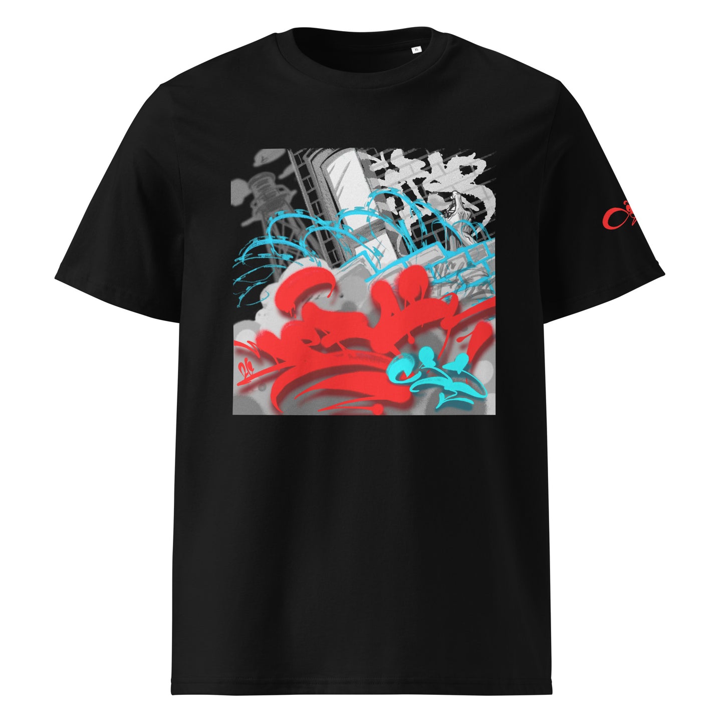 The Mission black DEBSO graffiti art tee front view