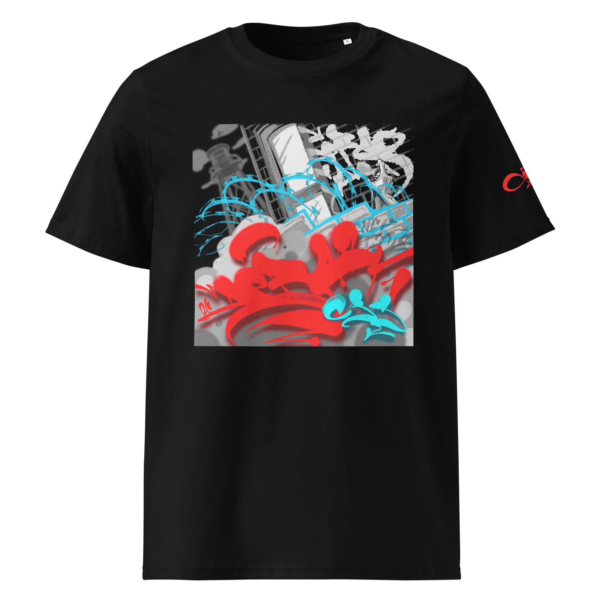 The Mission black DEBSO graffiti art tee front view