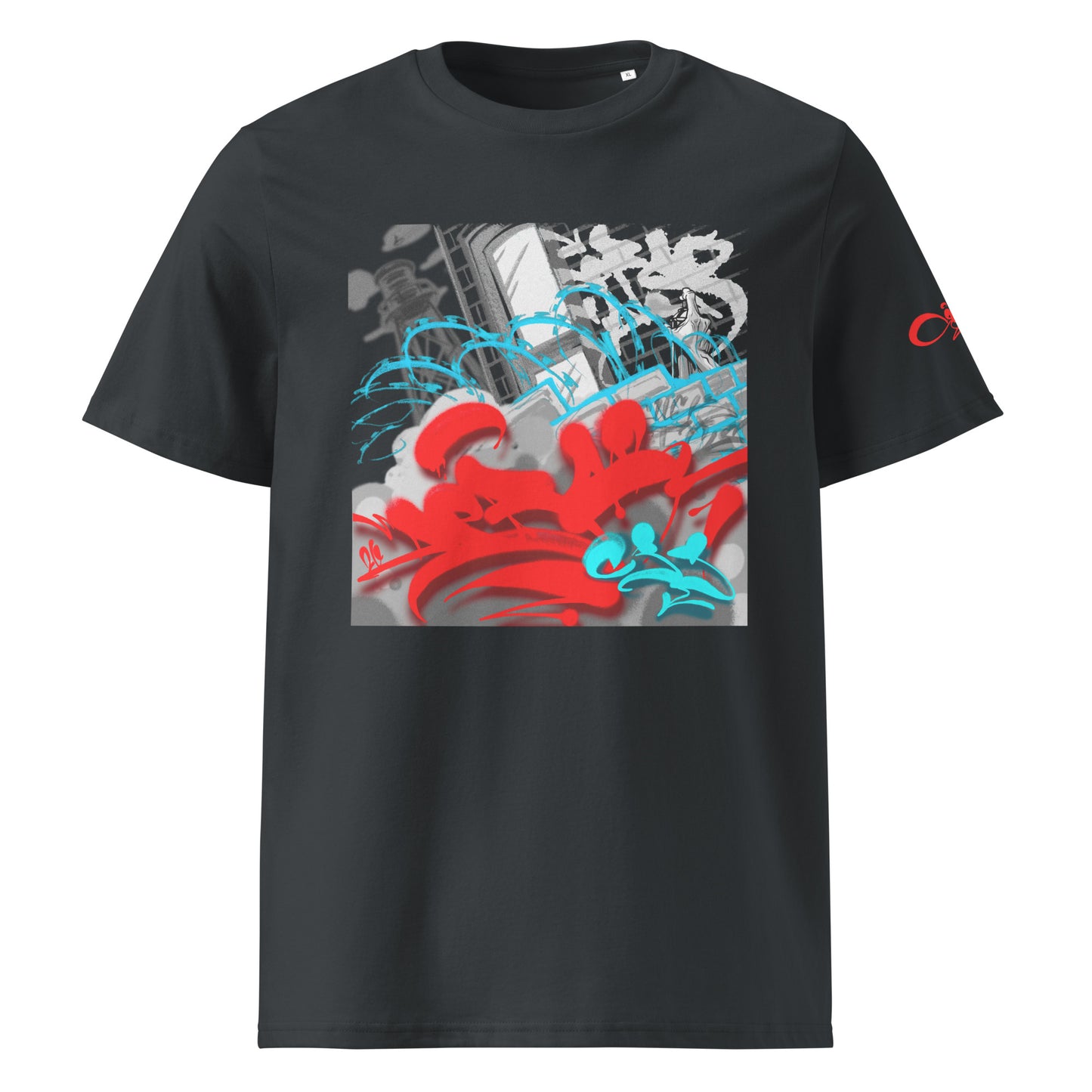 The Mission India Ink Grey DEBSO graffiti art tee front view